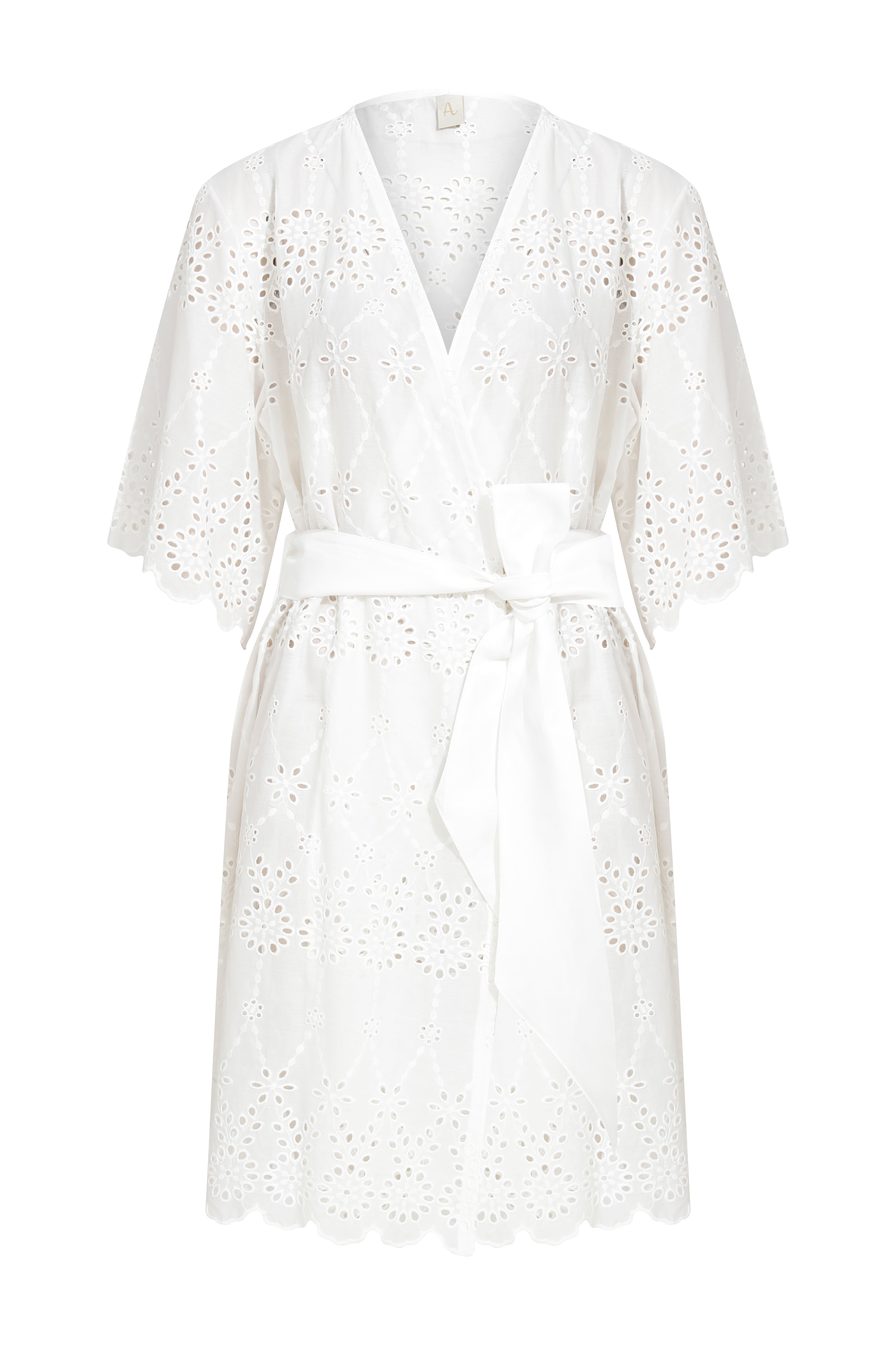 Jasmine Short Robe with Eyelet Embroidery