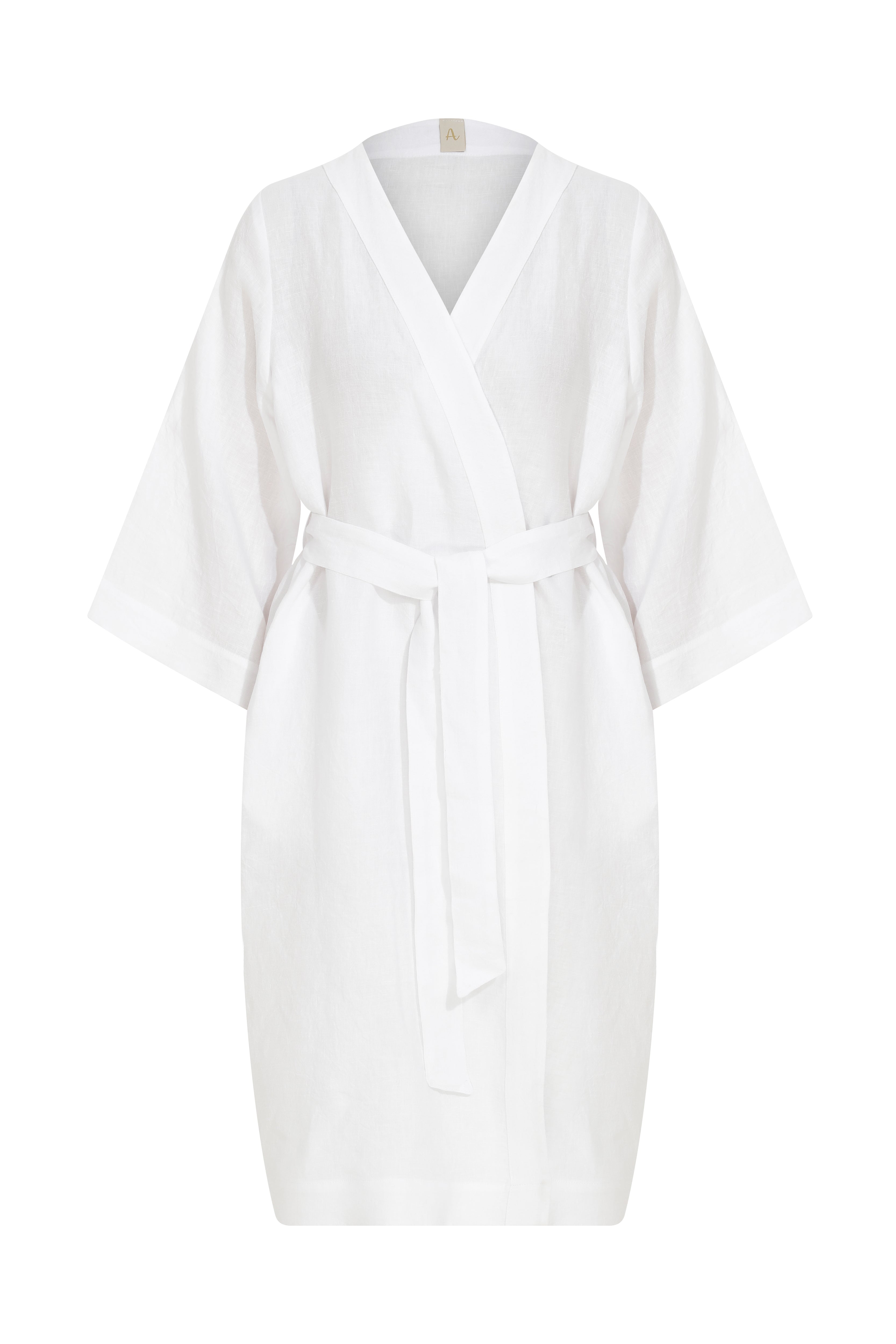 Rose Long Classic Linen Robe