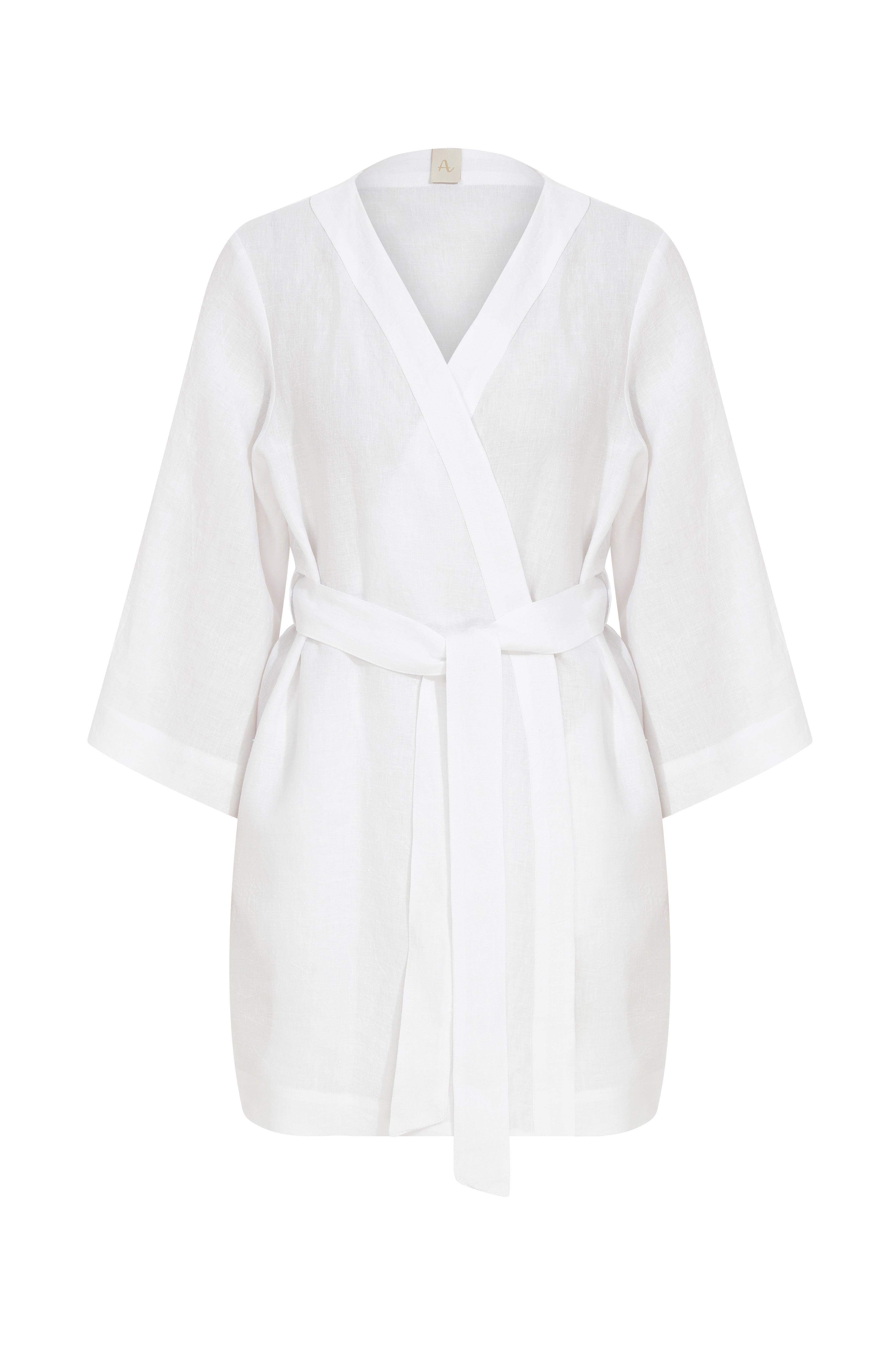 Rose Short Classic Linen Robe